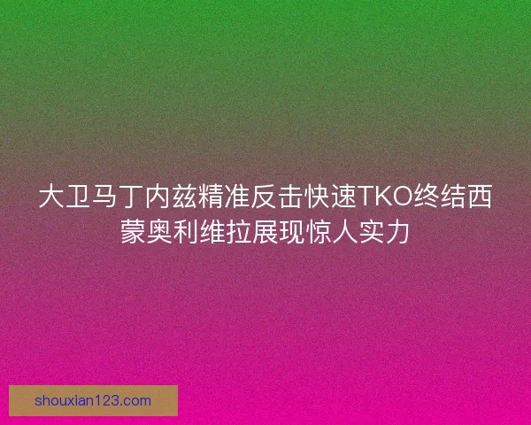 大卫马丁内兹精准反击快速TKO终结西蒙奥利维拉展现惊人实力